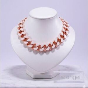 Neiman Marcus Lee Angel Women's Cream Enamel Curb Statement Necklace NWT 498